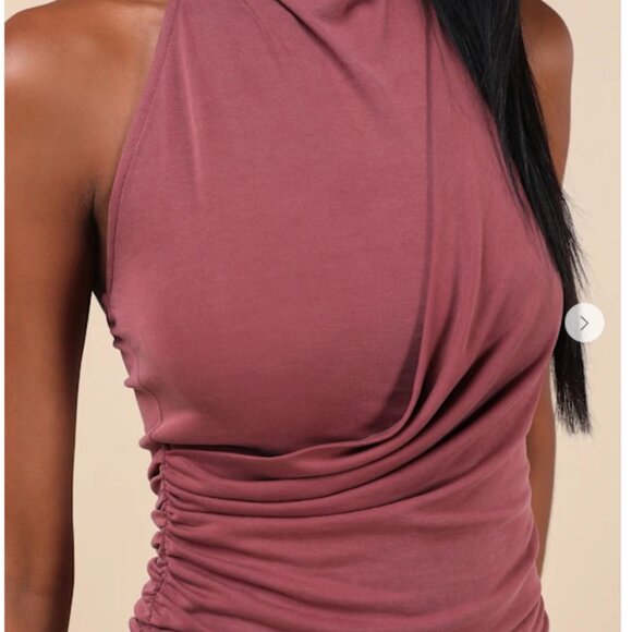 Cute Inspiration Dark Mauve Sleeveless Halter Top SMALL - Picture 4 of 4